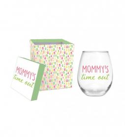 Stemless Wine Glass with Gift Box - Mommy's Time Out 17oz